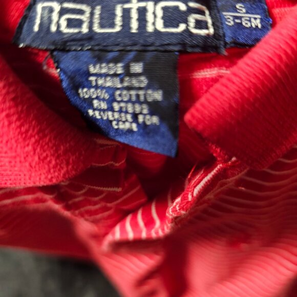 Nautica Striped Polo Romper – Red 3–6M - Picture 2 of 2